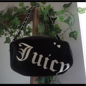 JUICY COUTURE Black Velvet Barrel Bag